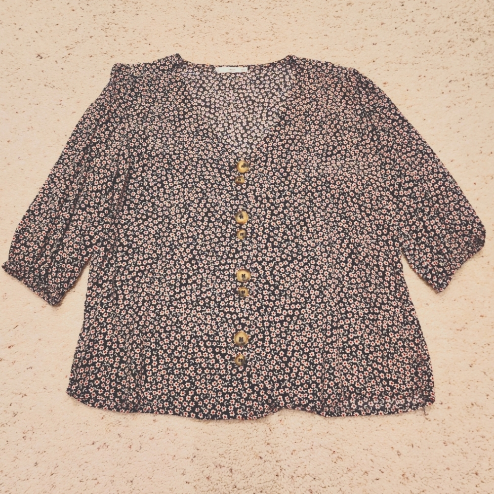 Floral Button-Up Blouse